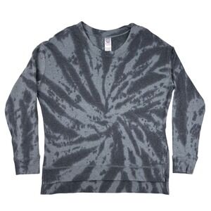 Te Verde Tie Dye Pullover Sweatshirt Women's MEDIUM Gray Swirl Cotton Poly